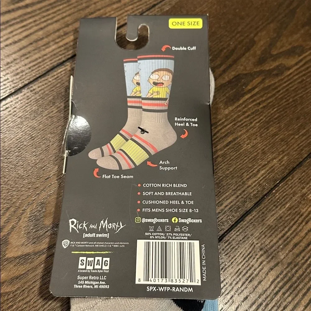 SWAG Rick and Morty Men’s Crew Performance Socks One Size NEW